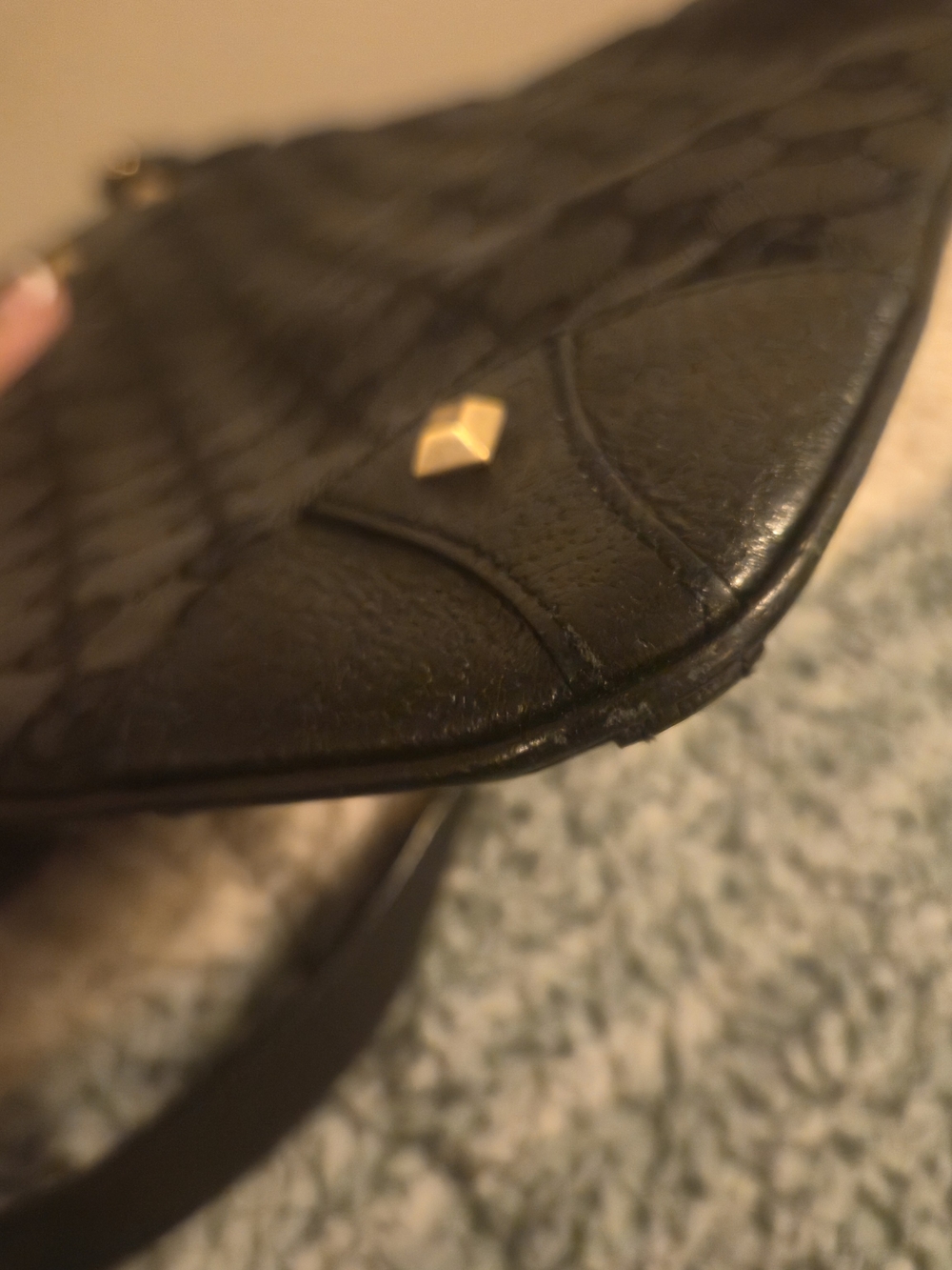 Black GG Monogram Shoulder Bag with Gold Stud Accents - Picture 16 of 16